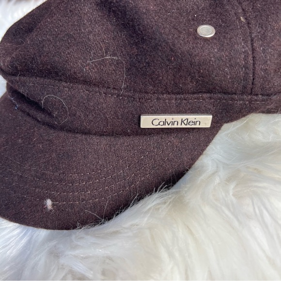 Calvin Klein Brown Wool Beret Top Hat - Picture 2 of 4